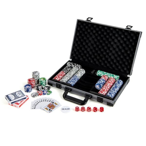 Pokerchipssæt, Texas Holdem med 400 brikker, 39x28x8 cm, Sort