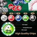 Miniatyrbillede 3 af 8: Pokerchipssæt, Texas Hold'em med 300 chips, 29x20x16 cm, sort