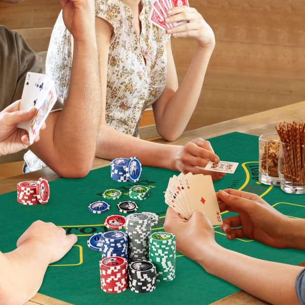 Pokerchipssæt, Texas Hold'em med 300 chips, 29x20x16 cm, sort