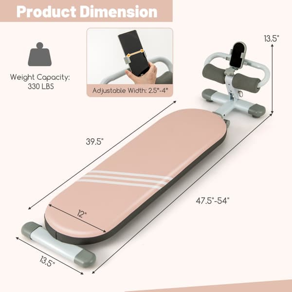 Träningsbänk, 47,5"-54"x13,5"x13,5", Rosa