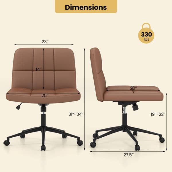 Skrivbordsstol, 27,5x27,5x31-34 tum, Brun