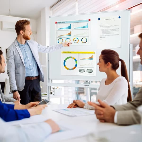 Mobil whiteboard, 120x90 cm, Vit