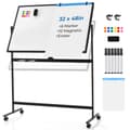 Miniatyrbillede 4 af 8: Transportabel Whiteboard på hjul, 32x47 tommer, Sort