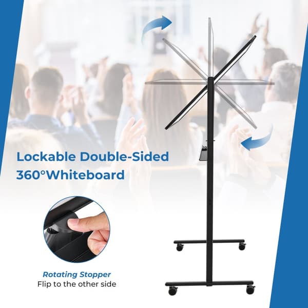 Transportabel Whiteboard på hjul, 32x47 tommer, Sort
