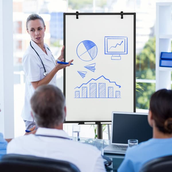 Mobil whiteboard, 40x26 tum, svart