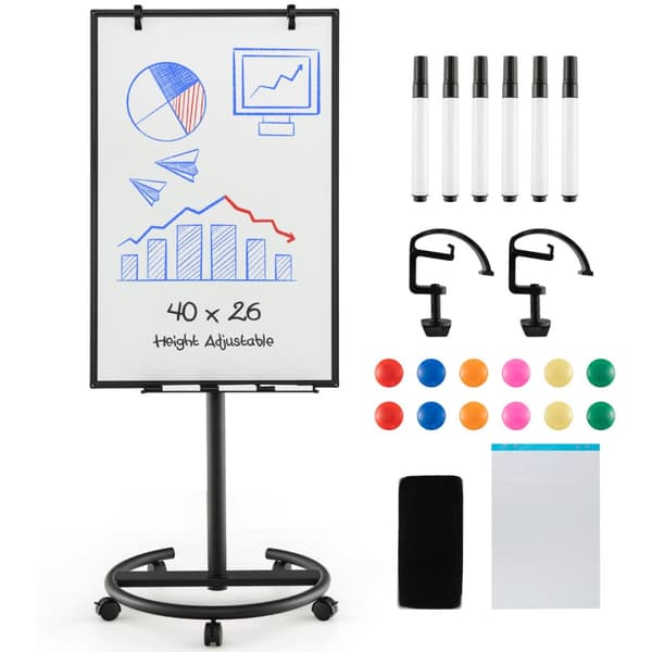 Mobil whiteboard, 40x26 tum, svart