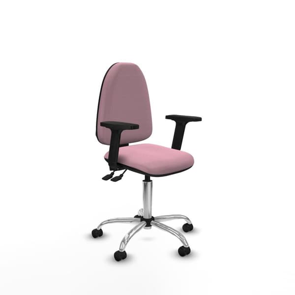 Kontorsstol Piqueras y Crespo Aýna AS bali rosa brazos 2D base cromada ruedas autofrenantes 50mm Rosa