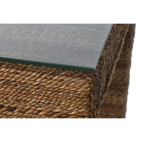Spisebord Home ESPRIT Natur Hærdet glas Fiber Teak 180 x 90 x 77 cm