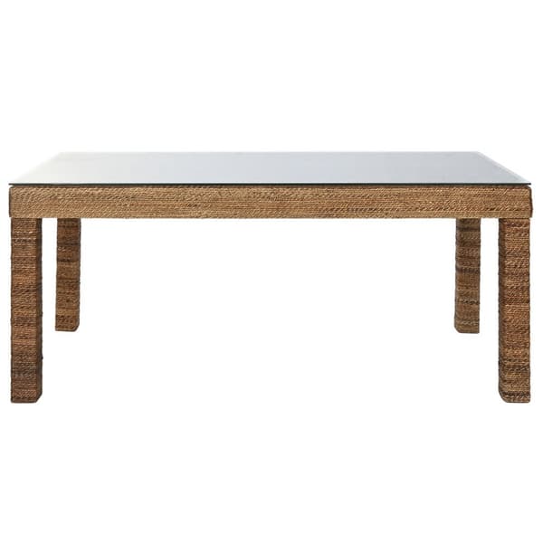 Spisebord Home ESPRIT Natur Hærdet glas Fiber Teak 180 x 90 x 77 cm