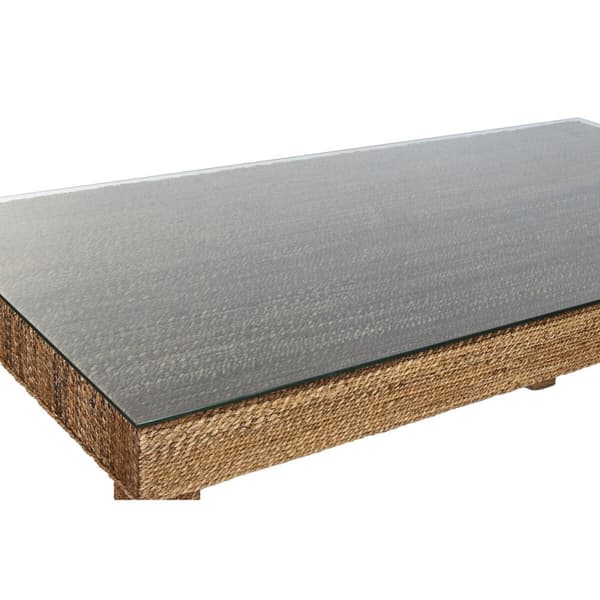 Spisebord Home ESPRIT Natur Hærdet glas Fiber Teak 180 x 90 x 77 cm