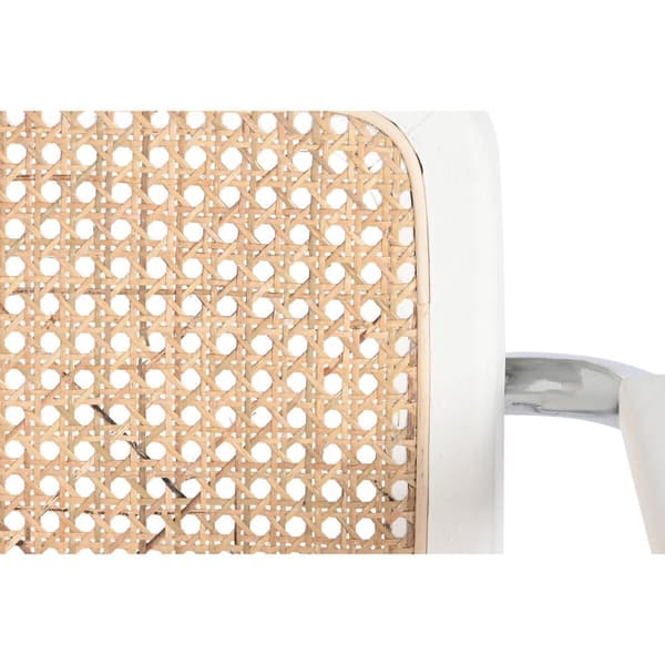Stol med armstöd DKD Home Decor Vit Silvrig Naturell Rattan Almträ 65,5 x 62 x 79 cm