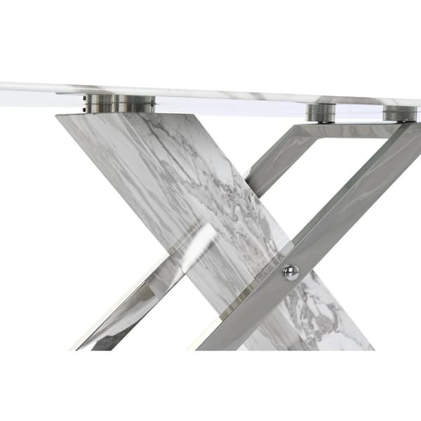 Sofabord DKD Home Decor Hvid Sølvfarvet Krystal Stål 120 x 60 x 42 cm