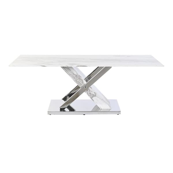Sofabord DKD Home Decor Hvid Sølvfarvet Krystal Stål 120 x 60 x 42 cm