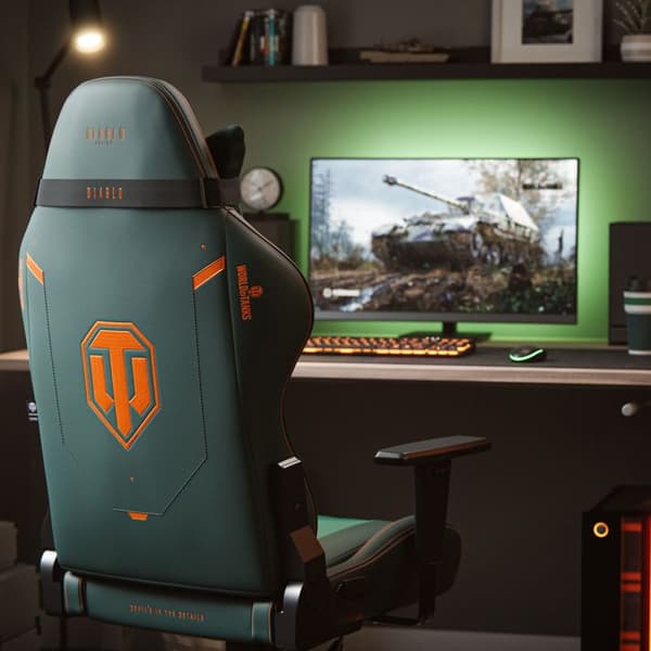 Diablo X-One 2.0 Gaming Chair Gamer Fåtölj Kontorssits Justerbara armstöd Ergonomisk design (World of Tanks, Normal)