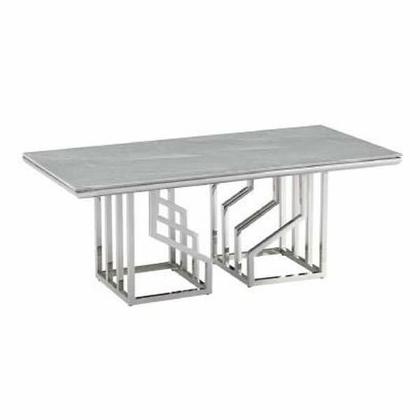 Soffbord DKD Home Decor Vit Silvrig Glas Stål 120 x 60 x 40 cm