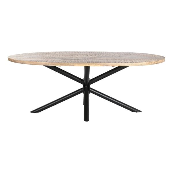 Matsalsbord DKD Home Decor Naturell Svart Metall Mangoträ 200 x 100 x 76 cm