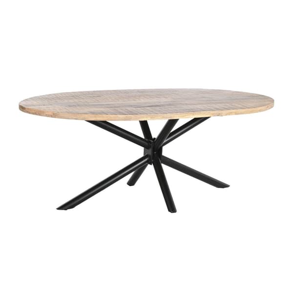 Matsalsbord DKD Home Decor Naturell Svart Metall Mangoträ 200 x 100 x 76 cm