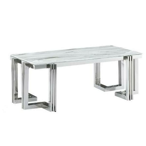 Sofabord DKD Home Decor Hvid Sølvfarvet Krystal Stål 120 x 60 x 45 cm