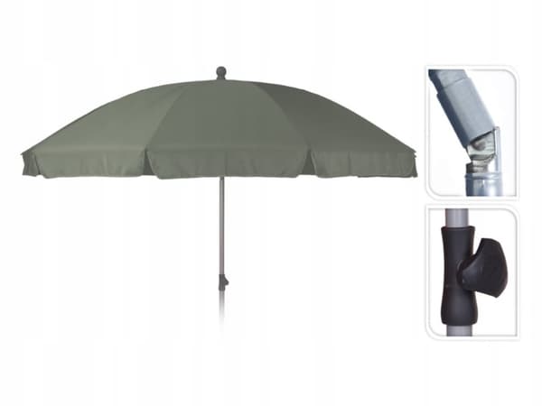 Haveparasol, grå, solbeskyttelse, 250 cm, foldet