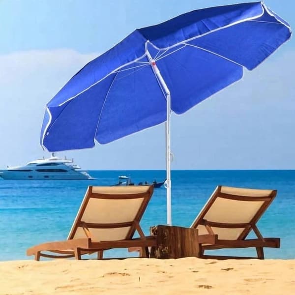 Strandparasol til haven 180 cm blå
