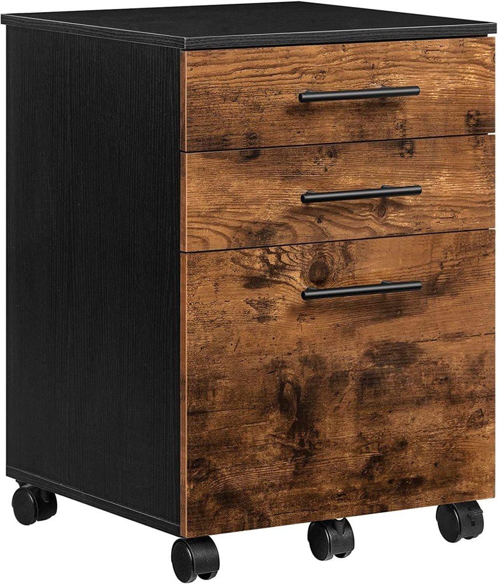 Byrå Brown Rolled Over Nightstand på hjul 3 lådor