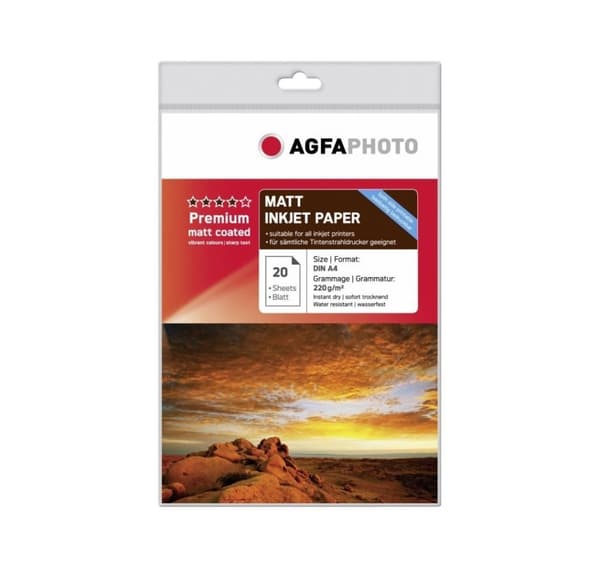 AgfaPhoto fotopapper A4 Premium Double Matt 220g 20 ark