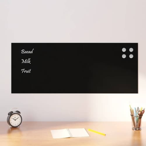Väggmonterad magnettavla svart 100x40 cm härdat glas