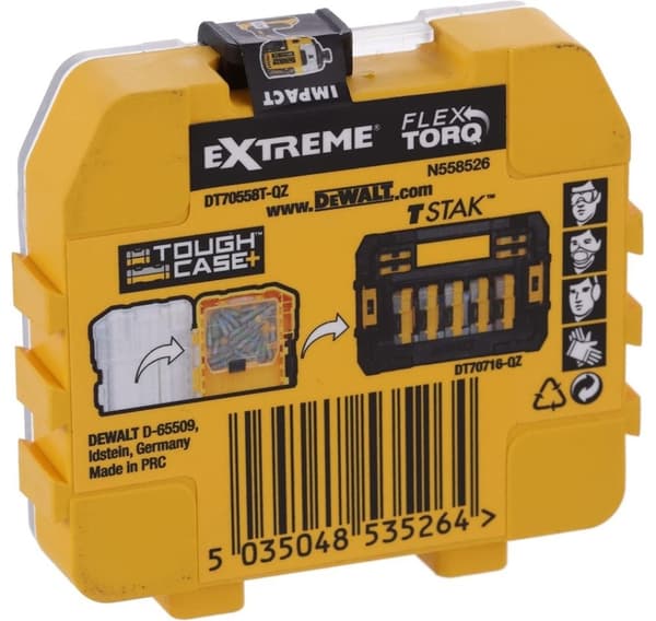 DEWALT, DT70558T-QZ Extreme FLEXTORQ 25kpl Set T25 25mm pienessä bulkkisäilytyskotelossa