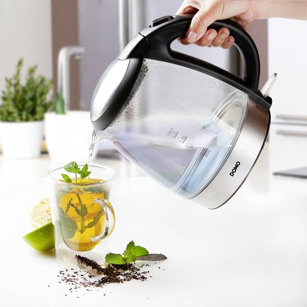 DOMO DO9218WK Vattenkokare Svart, Silver Kapacitet: 1.2 l
