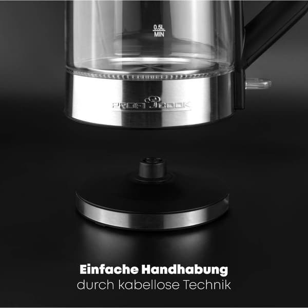 Profi Cook WKS 1190 Vattenkokare Glas, Rostfritt stål Kapacitet: 1.7 l