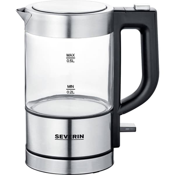 Severin 3472 Vattenkokare sladdlös, Överhettningsskydd Rostfritt stål (borstat), Svart Kapacitet: 0.5 l