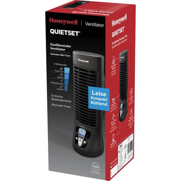 Honeywell HTF210BE4 Tornfläkt 8 W Svart Automatisk avstängning, Timer, Oscillerande