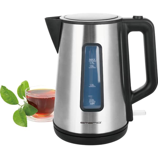 EMERIO WK-122829 Vattenkokare Silver, Svart Kapacitet: 1.7 l