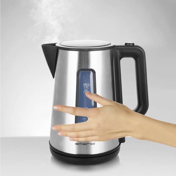 EMERIO WK-122829 Vattenkokare Silver, Svart Kapacitet: 1.7 l
