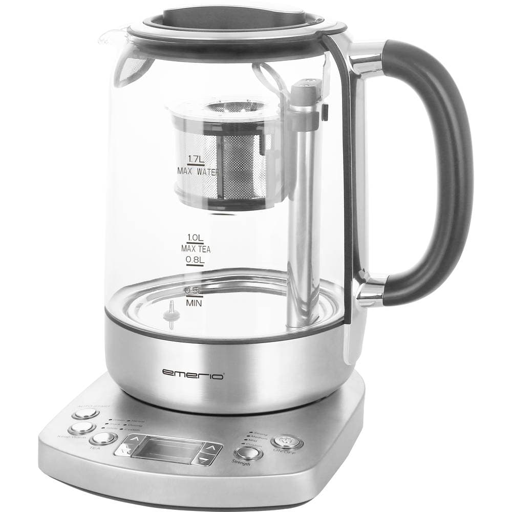 EMERIO WK-122248 Vattenkokare sladdlös, BPA-fri, med display Silver, Svart