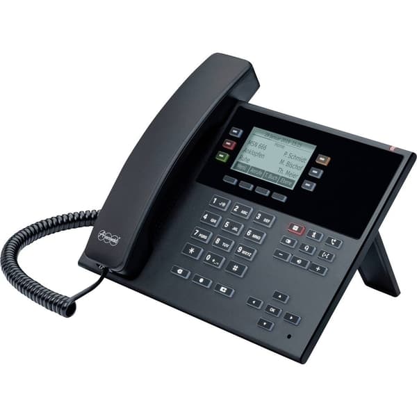 Auerswald COMfortel D-210 Fast telefon VoIP Handsfree, Headset uttag, Optisk samtalssignalering, PoE Grafik-display Sva Svart