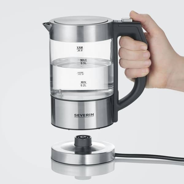 Severin WK 3458 Vattenkokare sladdlös, BPA-fri Rostfritt stål, Svart Kapacitet: 0.5 l