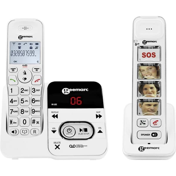 Geemarc PACK Mobility 295 Trådlös seniortelefon Telefonsvarare, Kamera knapp Belyst display Vit