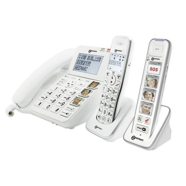 Geemarc Pack SENIOR 295 Fast seniortelefon Telefonsvarare, Kamera knapp, inkl. sladdlös handenhet Belyst display Vit