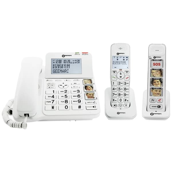 Geemarc Pack SENIOR 295 Fast seniortelefon Telefonsvarare, Kamera knapp, inkl. sladdlös handenhet Belyst display Vit