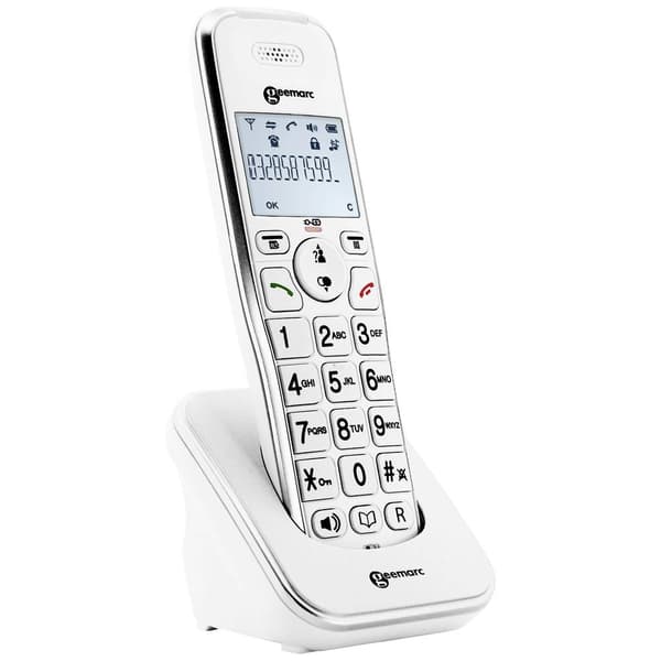 Geemarc AMPLIDECT 295 AD Trådlös seniortelefon Belyst display Vit