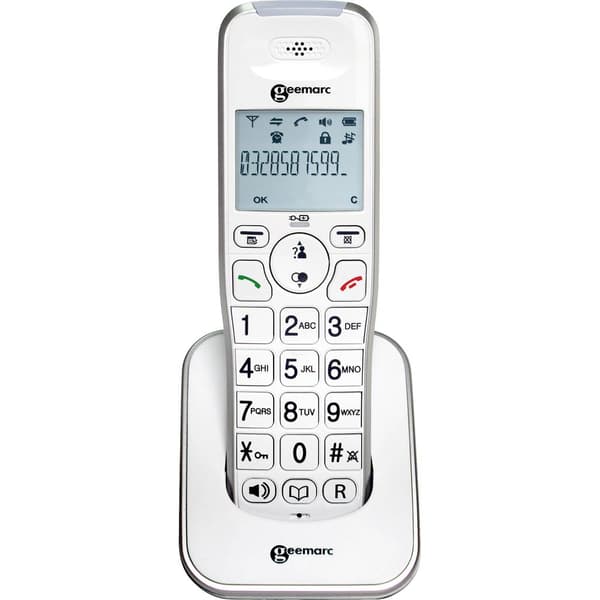 Geemarc AMPLIDECT 295 AD Trådlös seniortelefon Belyst display Vit