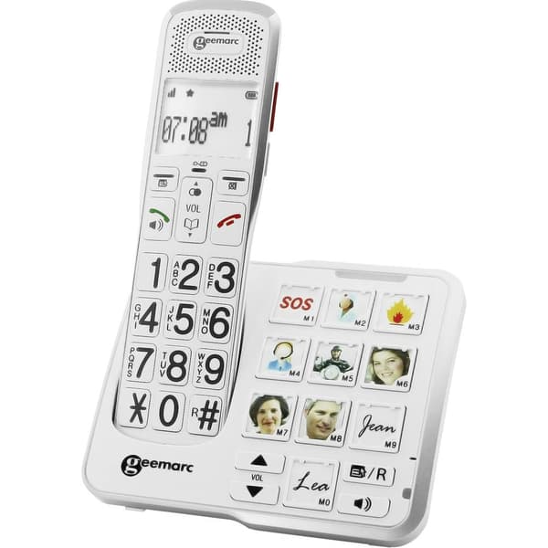 Geemarc AMPLIDECT 595 PHOTO Trådlös seniortelefon Telefonsvarare, Kamera knapp Belyst display Vit
