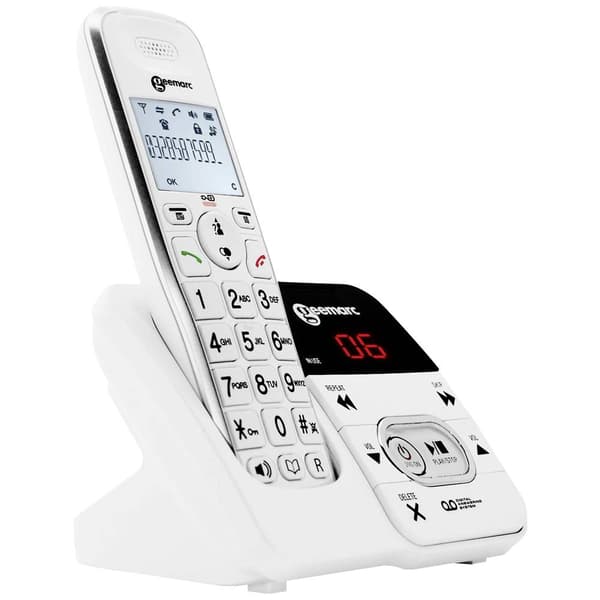Geemarc AMPLIDECT 295 Trådlös seniortelefon Telefonsvarare Belyst display Vit