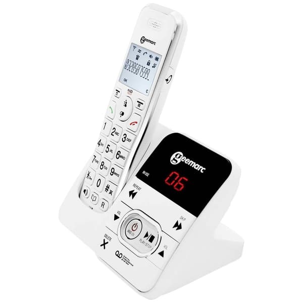 Geemarc AMPLIDECT 295 Trådlös seniortelefon Telefonsvarare Belyst display Vit