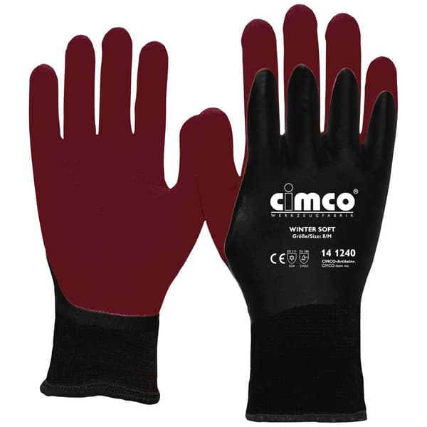Cimco Winter Soft dunkelrot/schwarz 141240 Vinyl Arbetshandske Storlek (handskar): 8, M EN 388 1 par