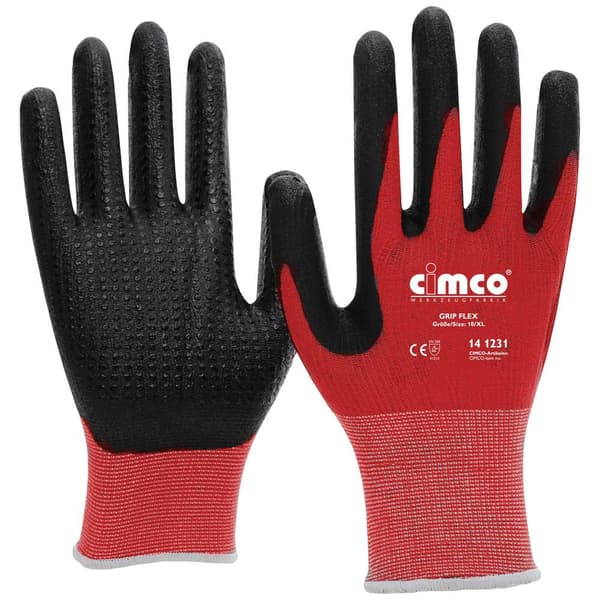 Cimco Grip Flex schwarz/rot 141230 Stickat tyg Arbetshandske Storlek (handskar): 9, L EN 388 1 par