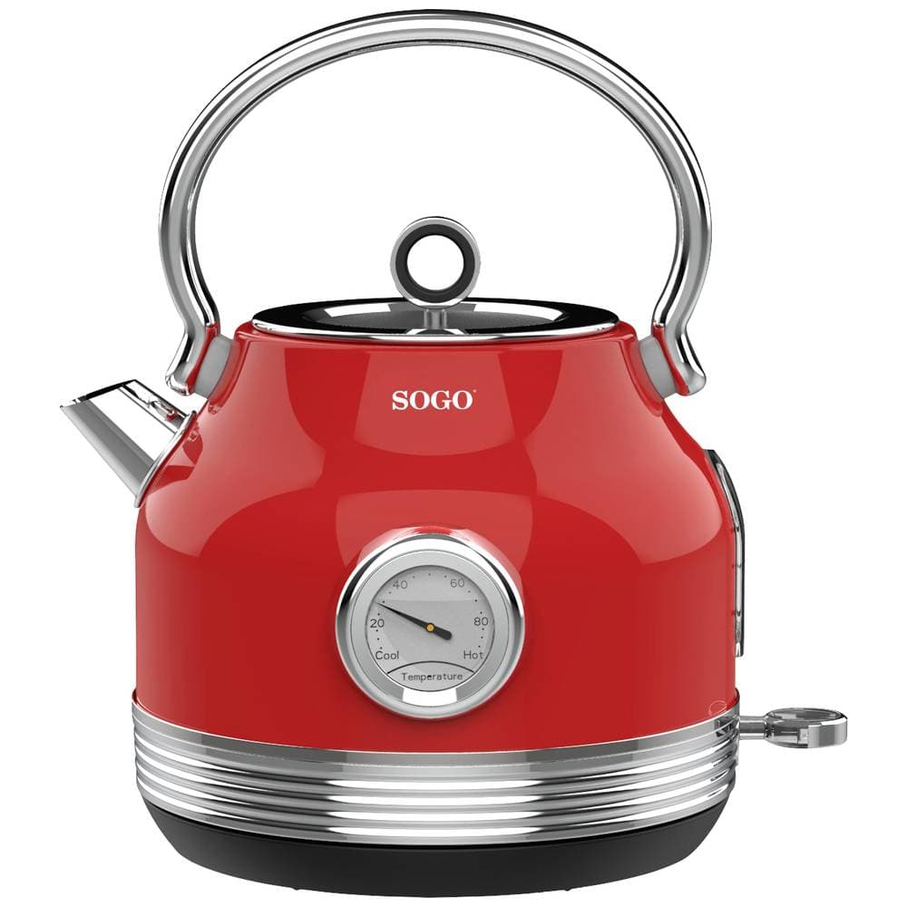 SOGO Human Technology Vattenkokare sladdlös, Överhettningsskydd, Cool-Touch-hölje Röd (metallic)