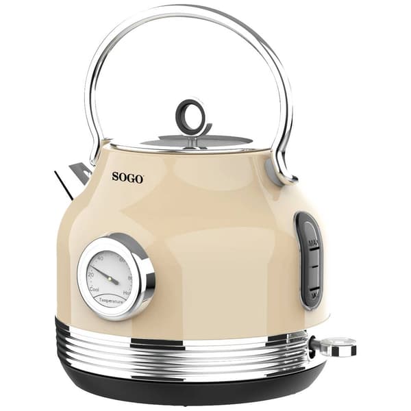 SOGO Human Technology Vattenkokare sladdlös, Överhettningsskydd, Cool-Touch-hölje Beige, Metallic Kapacitet: 1.8 l