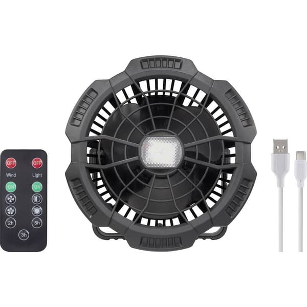 Rechargeable Batteridriven fläkt Svart med fjärrkontroll, Svängbar, med belysning